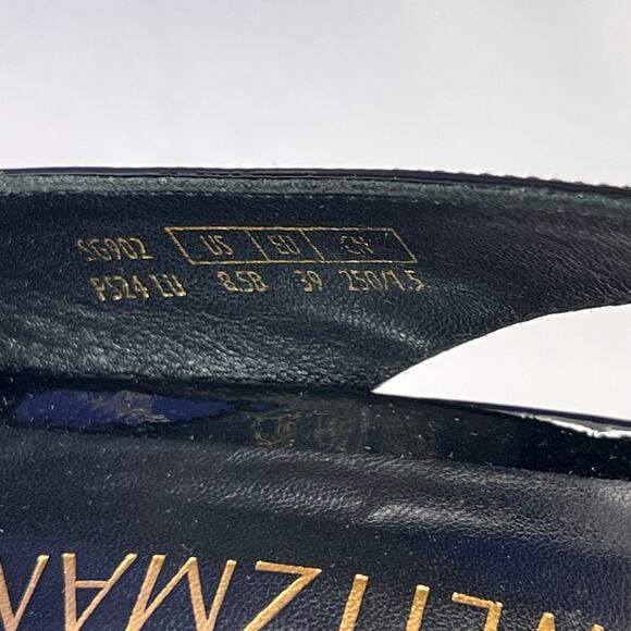 Stuart Weitzman Eva 75 Slingback Patent Leather Pumps Black SG902 Women 8.5B NWB - Picture 10 of 12